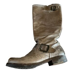 Frye leather boots buckle size 6.5 tall mid calf